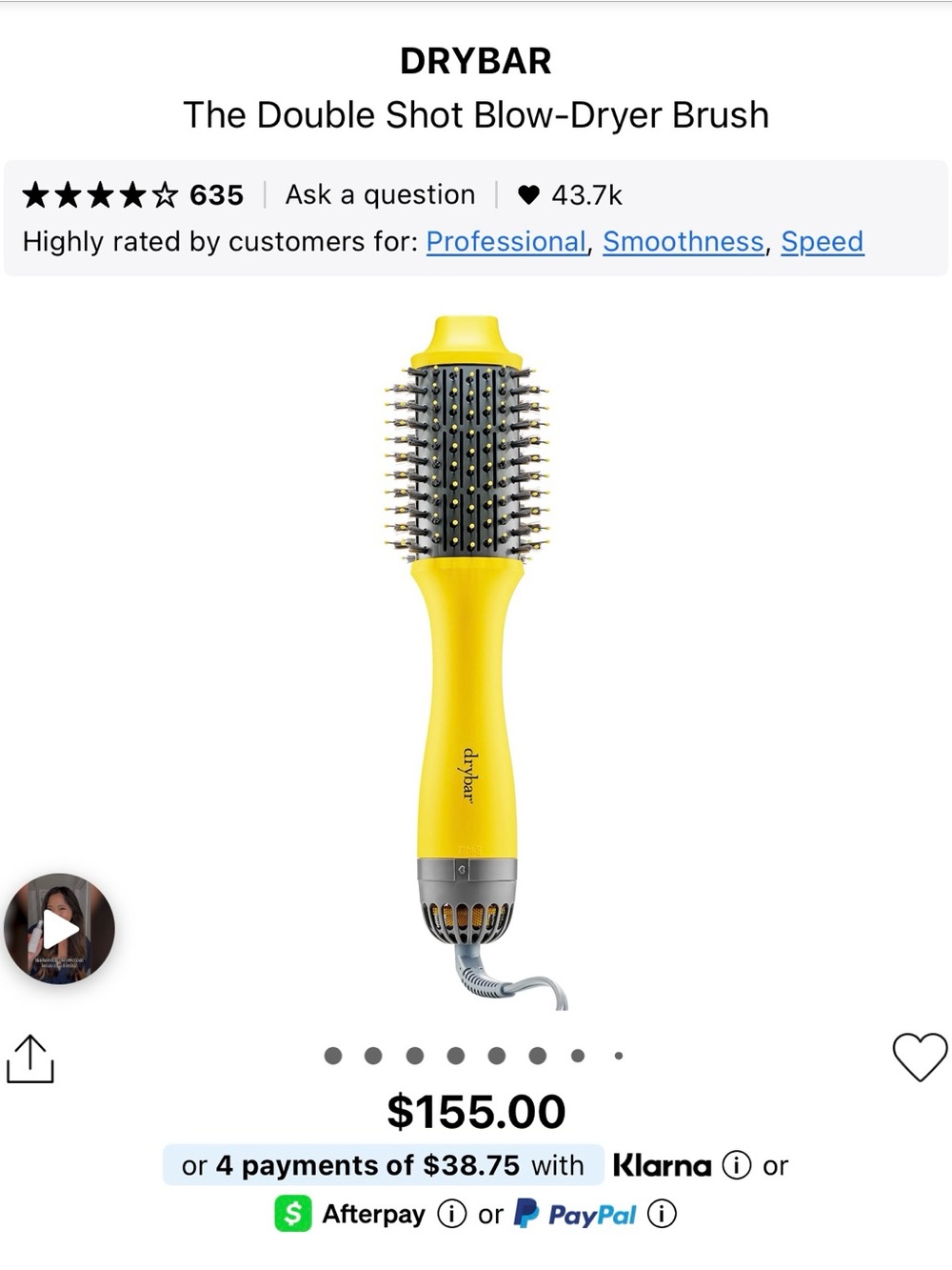 Drybar Double Shot Blow-Dryer Brush in Bright Yellow